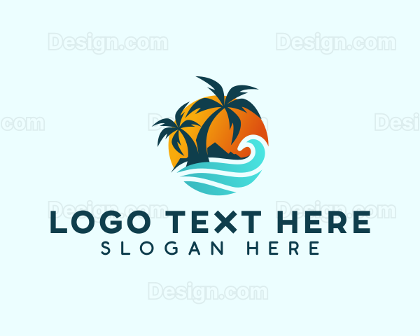 Beach Wave Tropical Logo