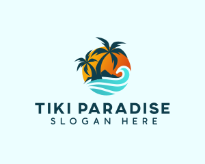 Beach Wave Tropical logo design