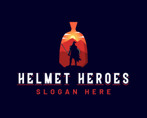 Warrior Helmet Silhouette logo design