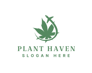 Plane Cannabis Plant logo design