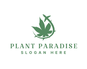 Plane Cannabis Plant logo design