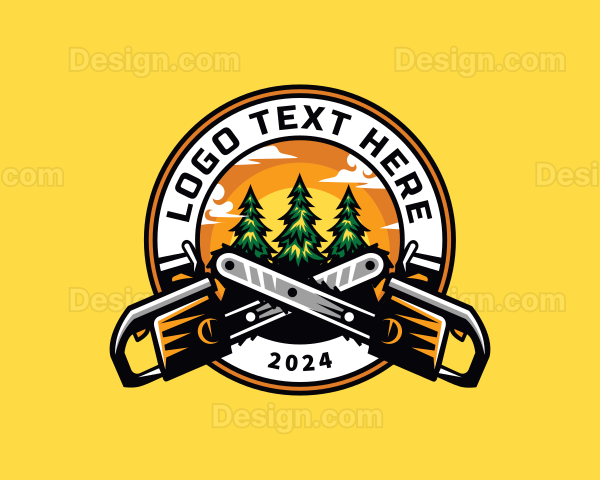 Chainsaw Woodcutting Lumberjack Logo