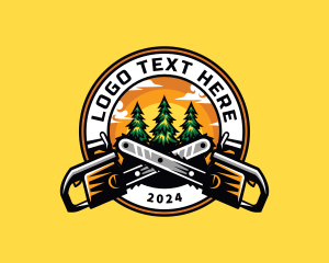 Chainsaw Woodcutting Lumberjack  Logo