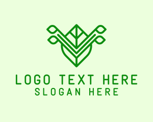Green Leaf Letter V logo