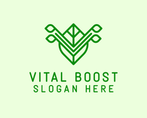 Green Leaf Letter V logo design