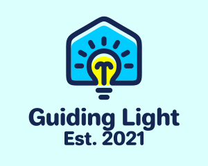 Blue House Light Bulb logo design