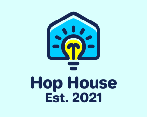 Blue House Light Bulb logo design