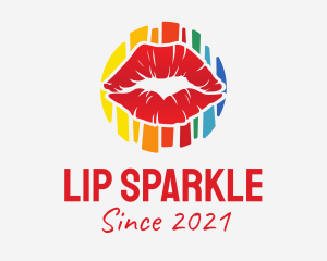 Colorful Rainbow Lips logo design