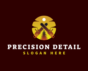 Chainsaw Tree Sunset logo design