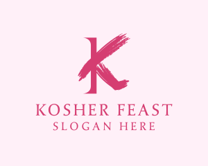 Pink Brushstroke Letter K logo design