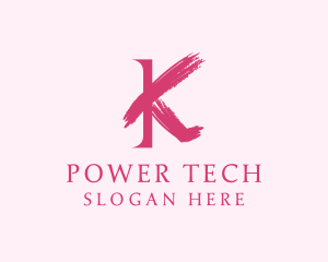 Pink Brushstroke Letter K logo
