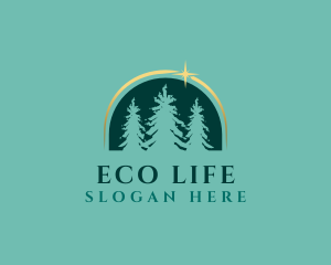 Green Eco Pine Trees logo design