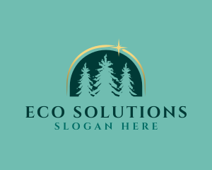 Green Eco Pine Trees logo design