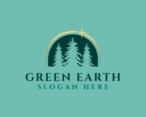 Green Eco Pine Trees logo design