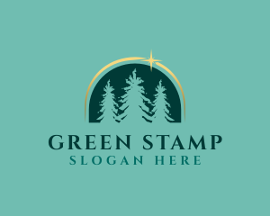 Green Eco Pine Trees logo design