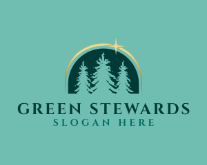 Green Eco Pine Trees logo design