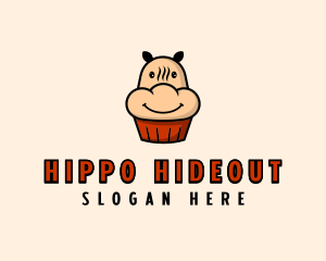 Hippo Cupcake Bakery logo design