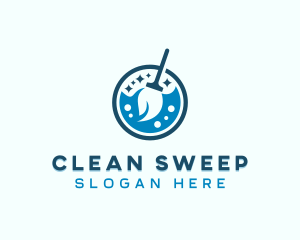 Mop Cleaning Housekeeping logo design