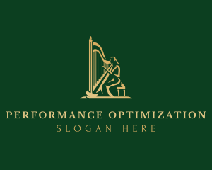 Harp Instrument Musician logo design