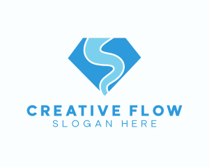 Water Flow Diamond logo design