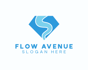 Water Flow Diamond logo design