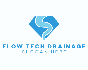 Water Flow Diamond logo design