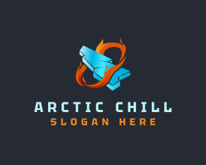 Frozen Ice Flame Heating logo design