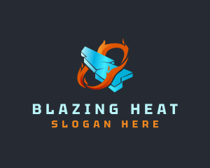 Frozen Ice Flame Heating logo design