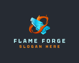 Frozen Ice Flame Heating logo design