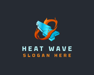 Frozen Ice Flame Heating logo design