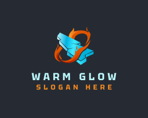 Frozen Ice Flame Heating logo design