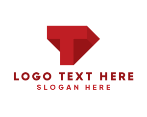 Red Geometric Letter T  logo