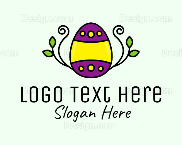 Floral Leaf Easter Egg Logo