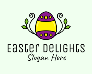 Floral Leaf Easter Egg logo design