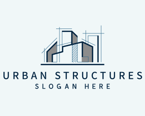 Construction Building Blueprint  logo design