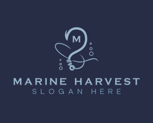 Marine Fishing Hook logo design