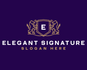 Elegant Lion Shield logo design