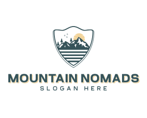 Mountaineer Hiking Shield logo design