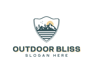 Mountaineer Hiking Shield logo design