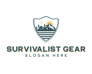 Mountaineer Hiking Shield logo design