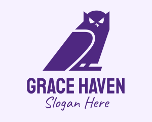 Purple Owl Silhouette  Logo