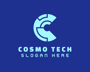 Blue Tech Letter C logo design