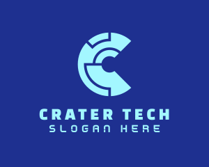 Blue Tech Letter C logo design