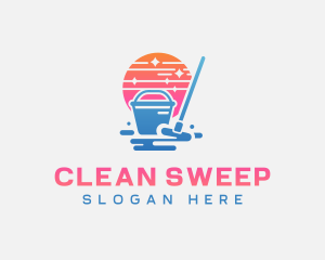 Mop Bucket Cleaning logo design