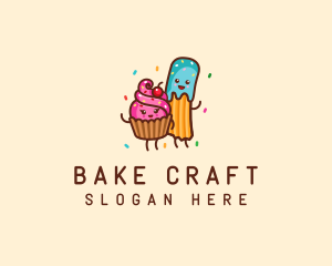 Birthday Cupcake Churro logo design