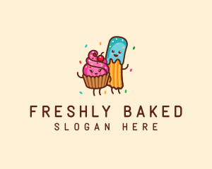 Birthday Cupcake Churro logo design