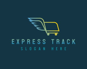 Shopping Cart Wings logo design