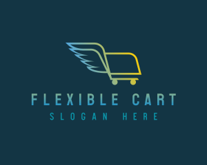 Shopping Cart Wings logo design