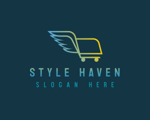 Shopping Cart Wings logo design