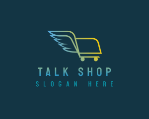 Shopping Cart Wings logo design